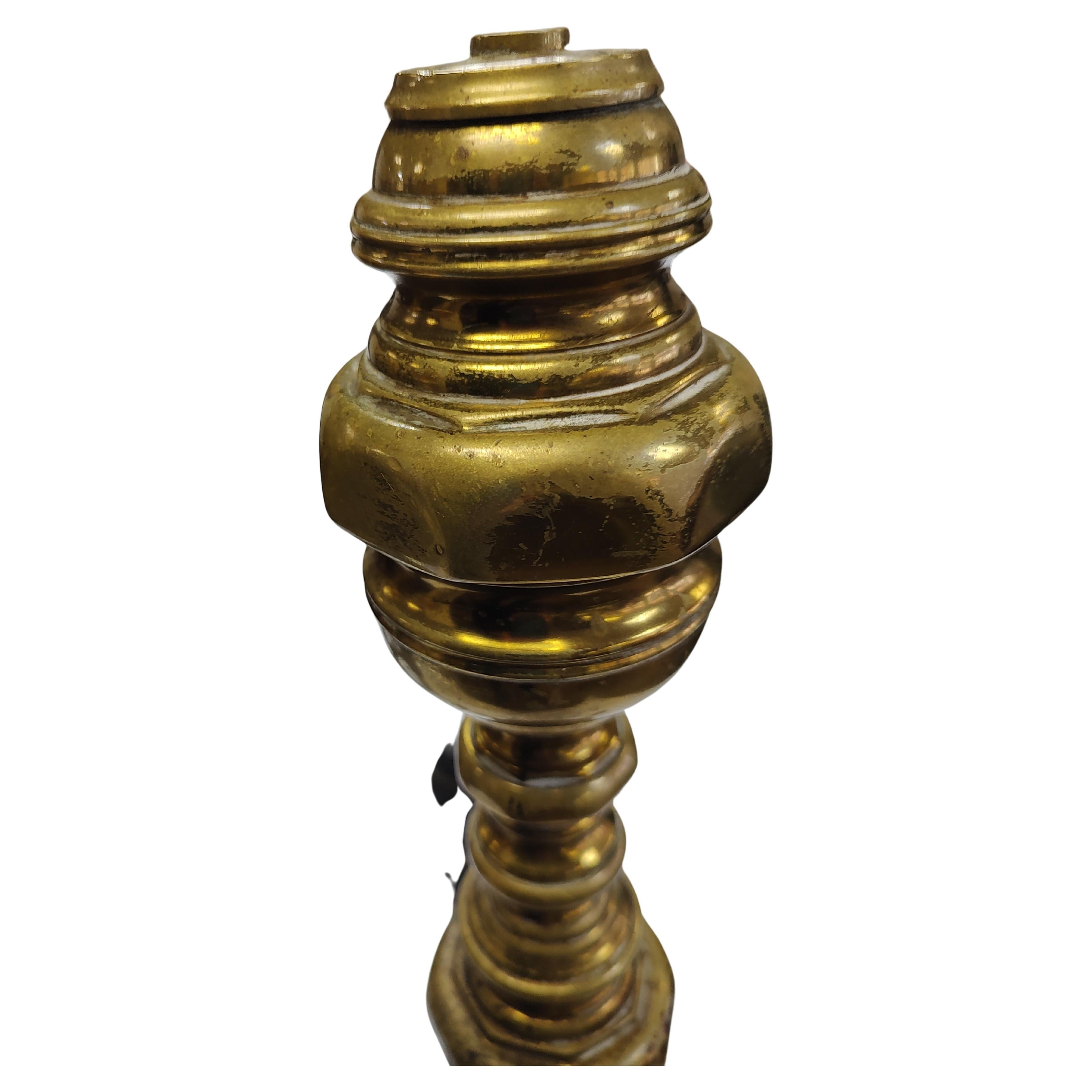 Pair of Tall Solid Brass Harvin Co. Federal Style Andirons In Good Condition For Sale In Port Jervis, NY