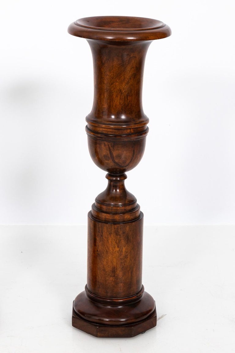 Pair of Tall Solid Wood Urns by Theodore Alexander For Sale at 1stDibs