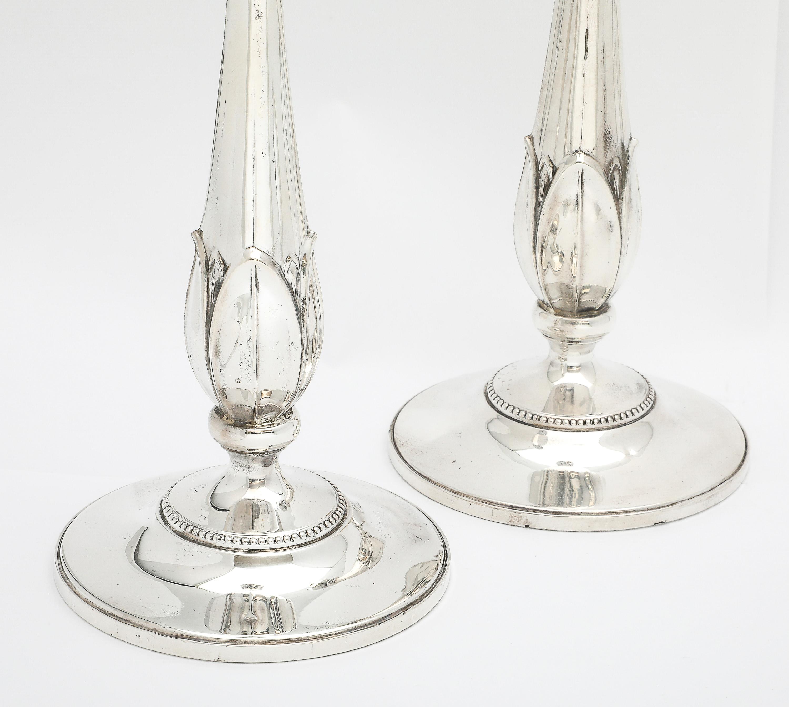 Pair of Tall Sterling Silver Art Nouveau-Style Flower-Form Candlesticks in vendita 6