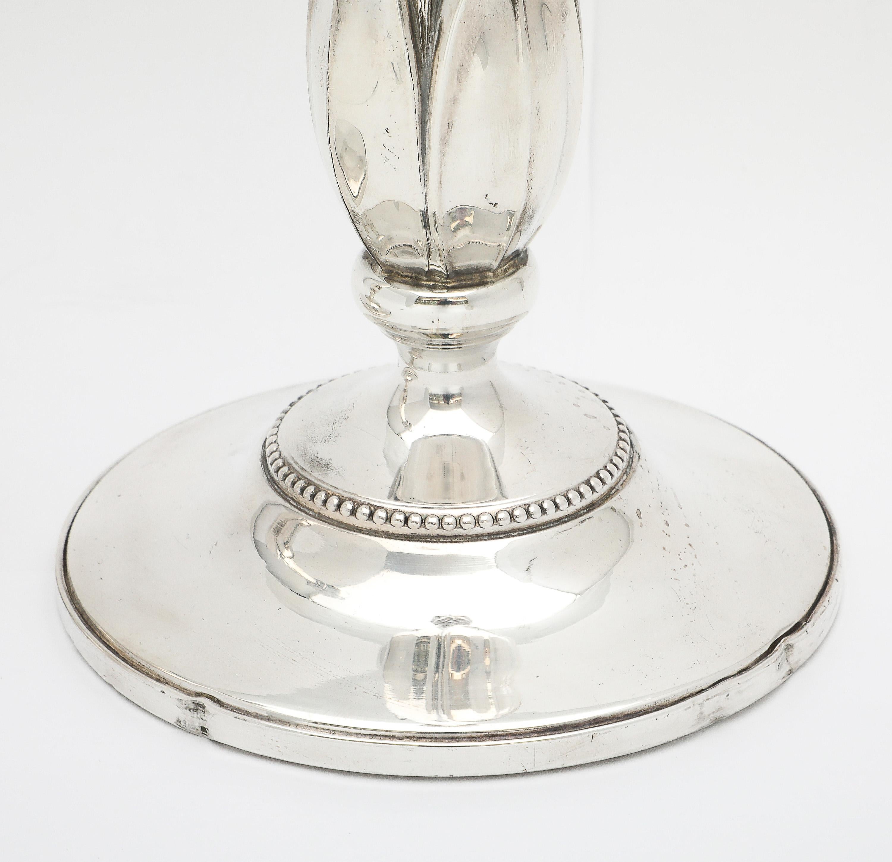 Pair of Tall Sterling Silver Art Nouveau-Style Flower-Form Candlesticks in vendita 7