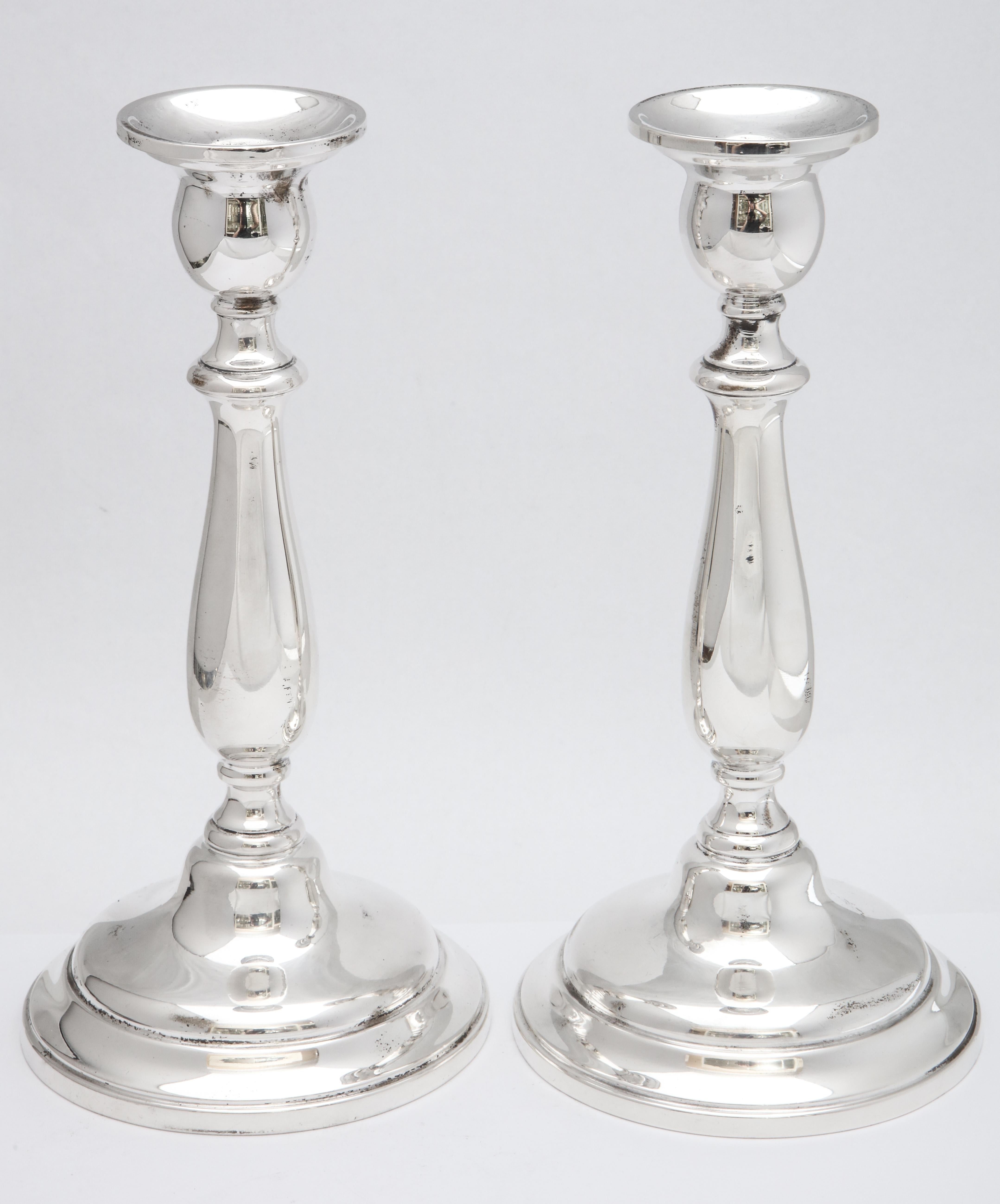 Pair of Tall Sterling Silver Empire-Style Candlesticks 3
