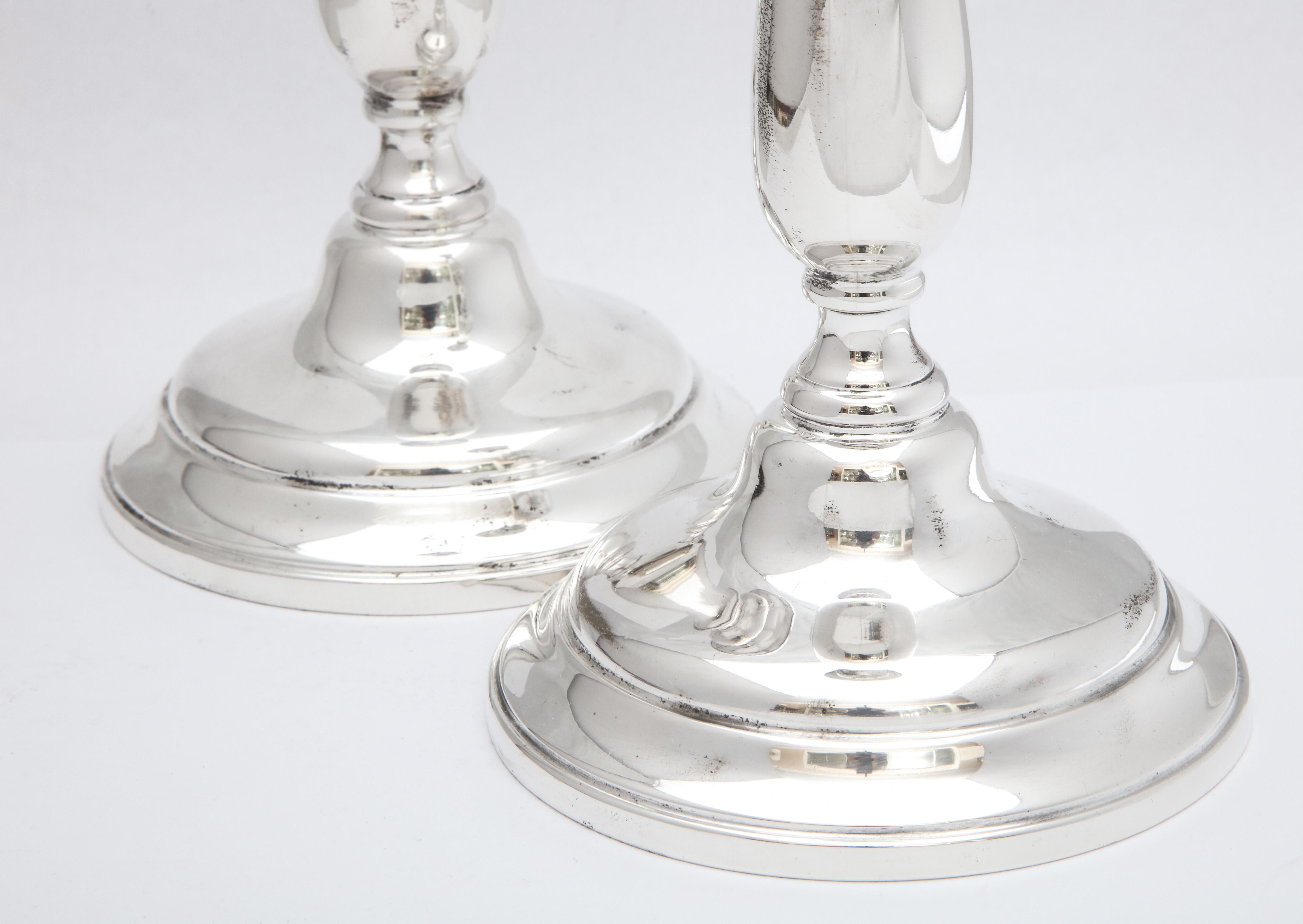 American Pair of Tall Sterling Silver Empire-Style Candlesticks