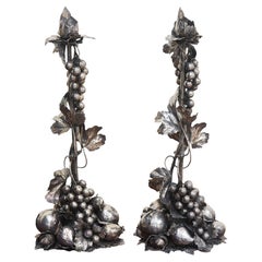 Paire de grands chandeliers en argent sterling faits main par Mario Buccellati