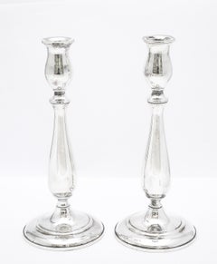 Pair of Tall Sterling Silver Mid-Century Candlesticks