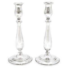 Pair of Tall Sterling Silver Mid-Century Candlesticks