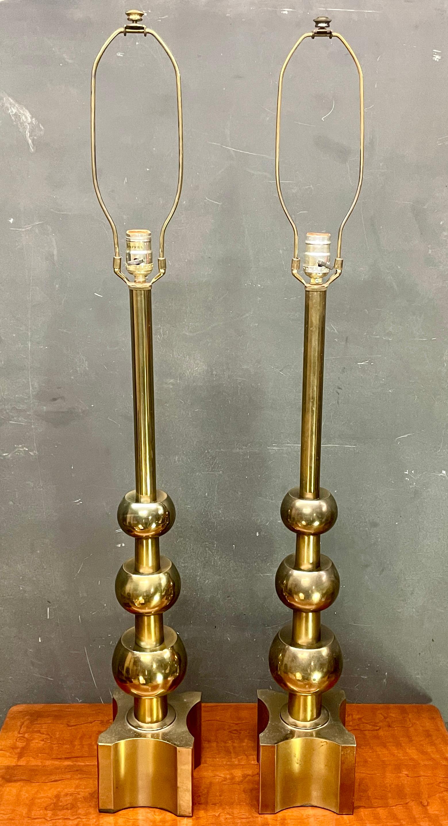 Abgestufte Kugel-Tischlampen von Tommi Parzinger Stiffel aus Messing, Maximalistische Mid-Century-Tischlampen im Angebot 2