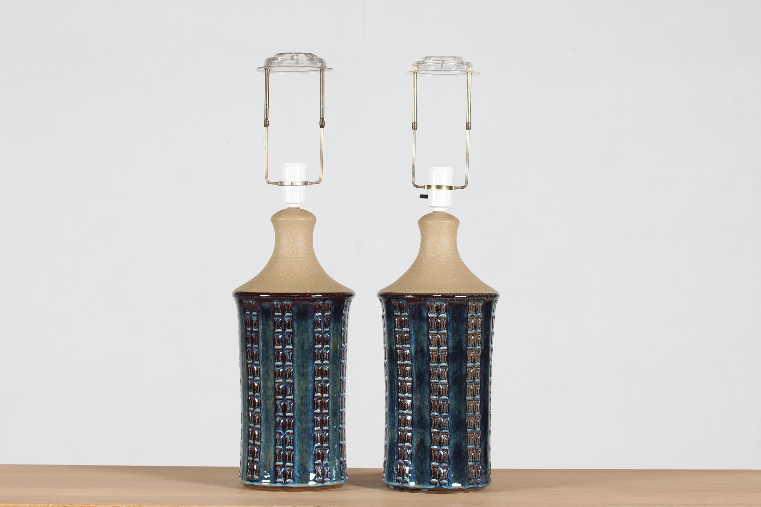 Mid-20th Century Pair of Tall Stoneware Table Lamps by Maria Philippi for Søholm, Denmark 1960´s