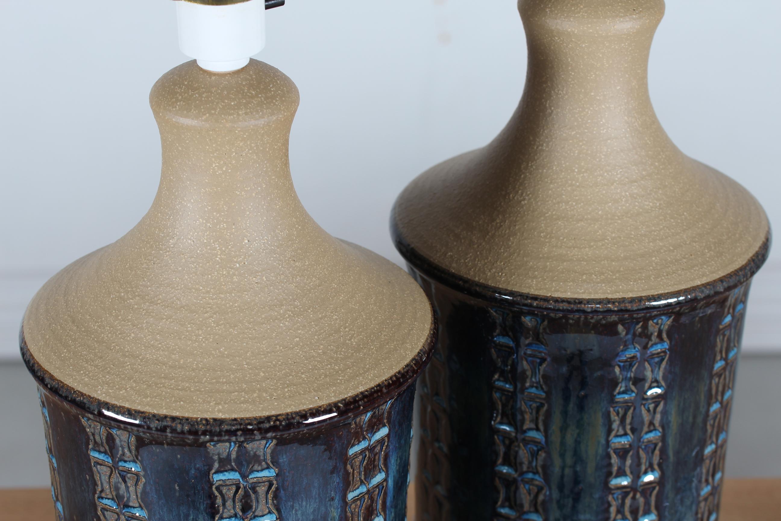 Pair of Tall Stoneware Table Lamps by Maria Philippi for Søholm, Denmark 1960´s 3