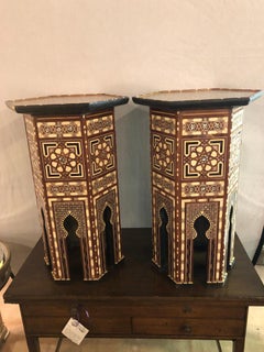 Pair of Tall Syrian End Tables Pedestals Stackable