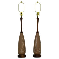 Retro Pair of Tall Table Lamps by Raymor