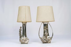 Art Nouveau WMF Table Lamps, Bronze, Tall Design, Germany, Circa 1906