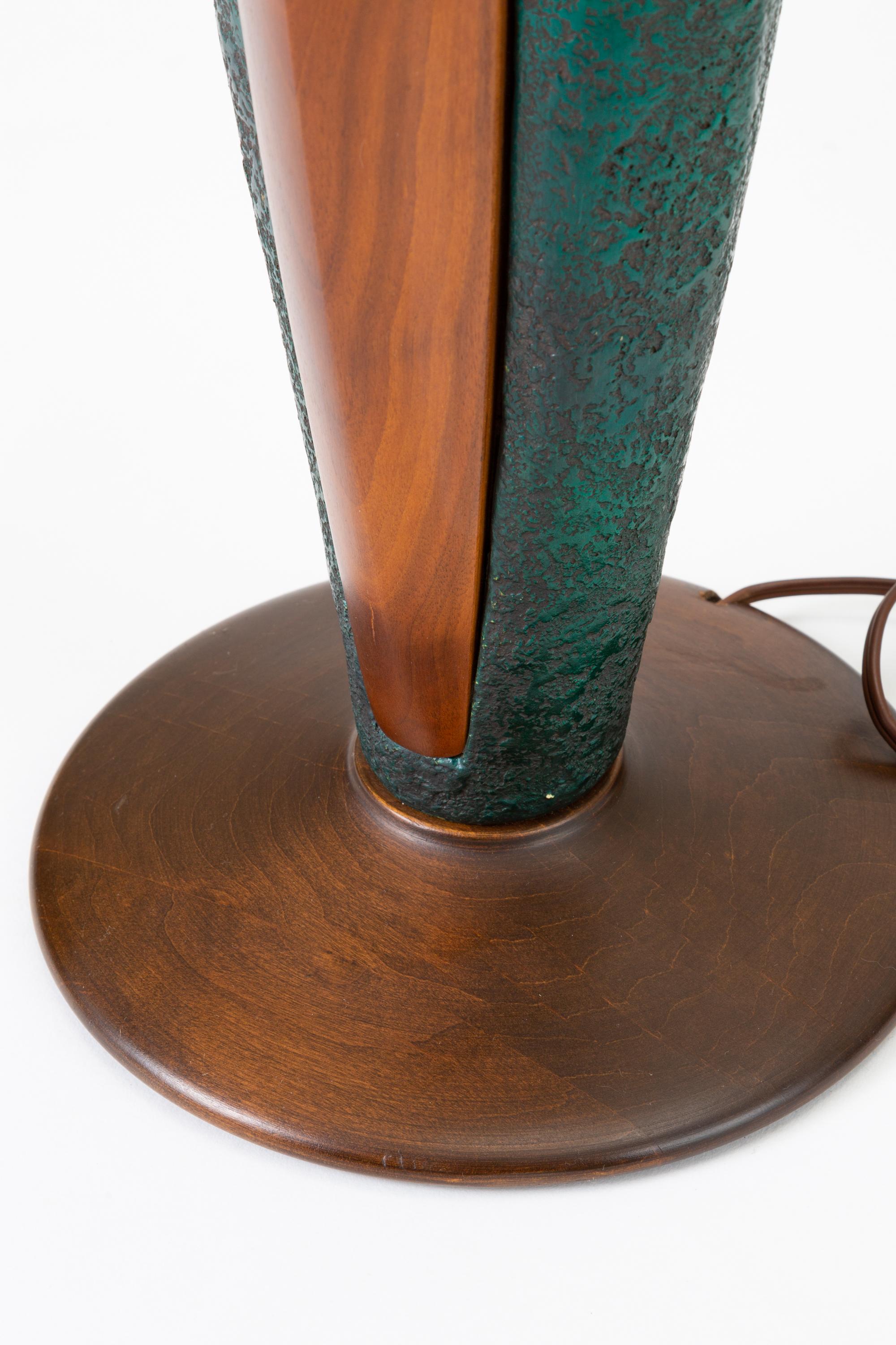 American Pair of Tall Table Lamps in Walnut and Resin by Moderna