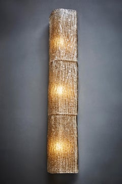 Pair of Tall Textured Murano Glass Wall Sconces