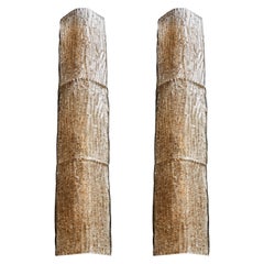Pair of Tall Textured Murano Glass Wall Sconces