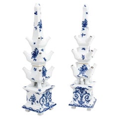 Pair of Tall Three Tiered Porcelain Tulip Vases
