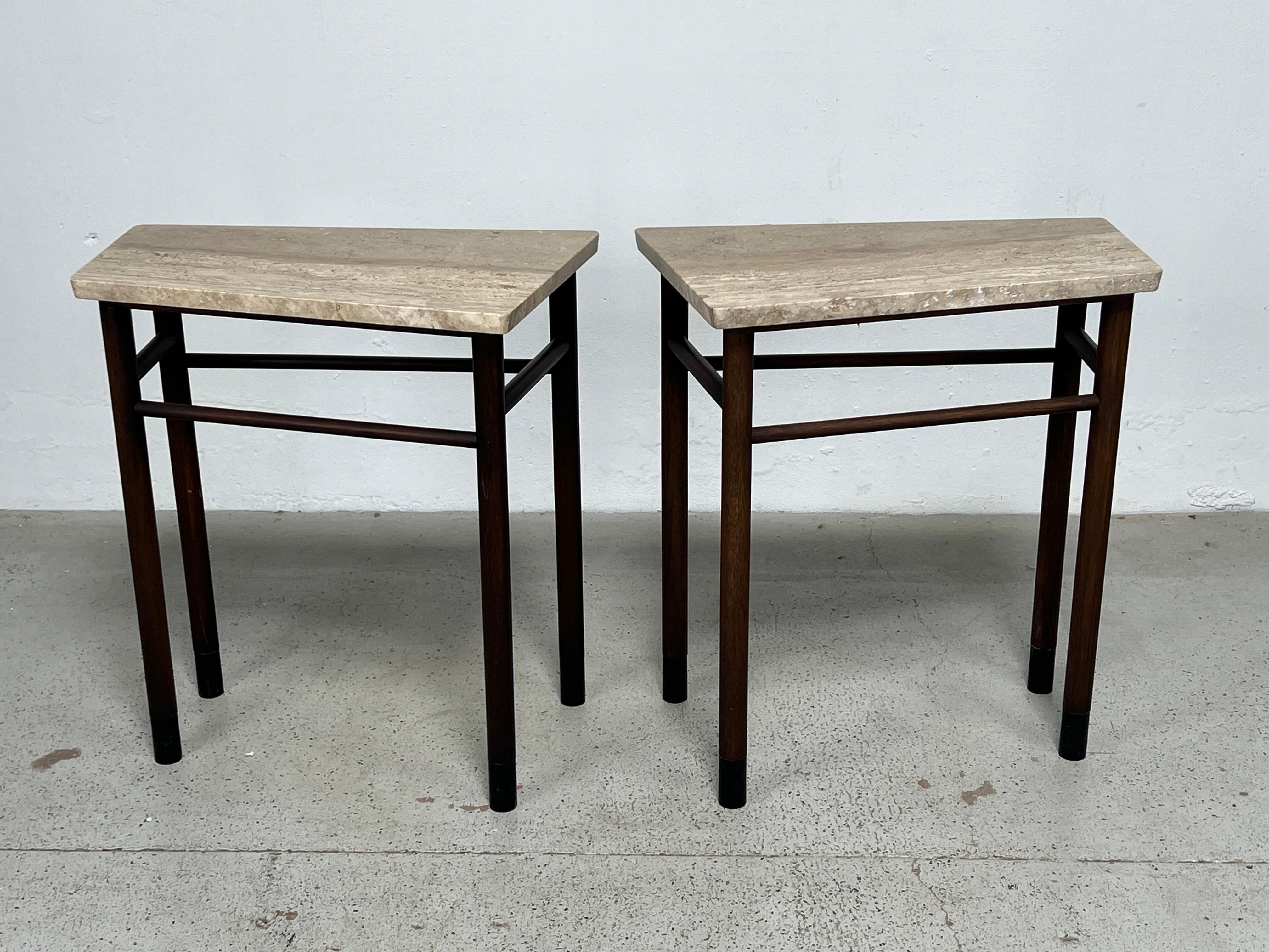 Paire de grandes tables d'appoint en travertin par Edward Wormley pour Dunbar en vente 6