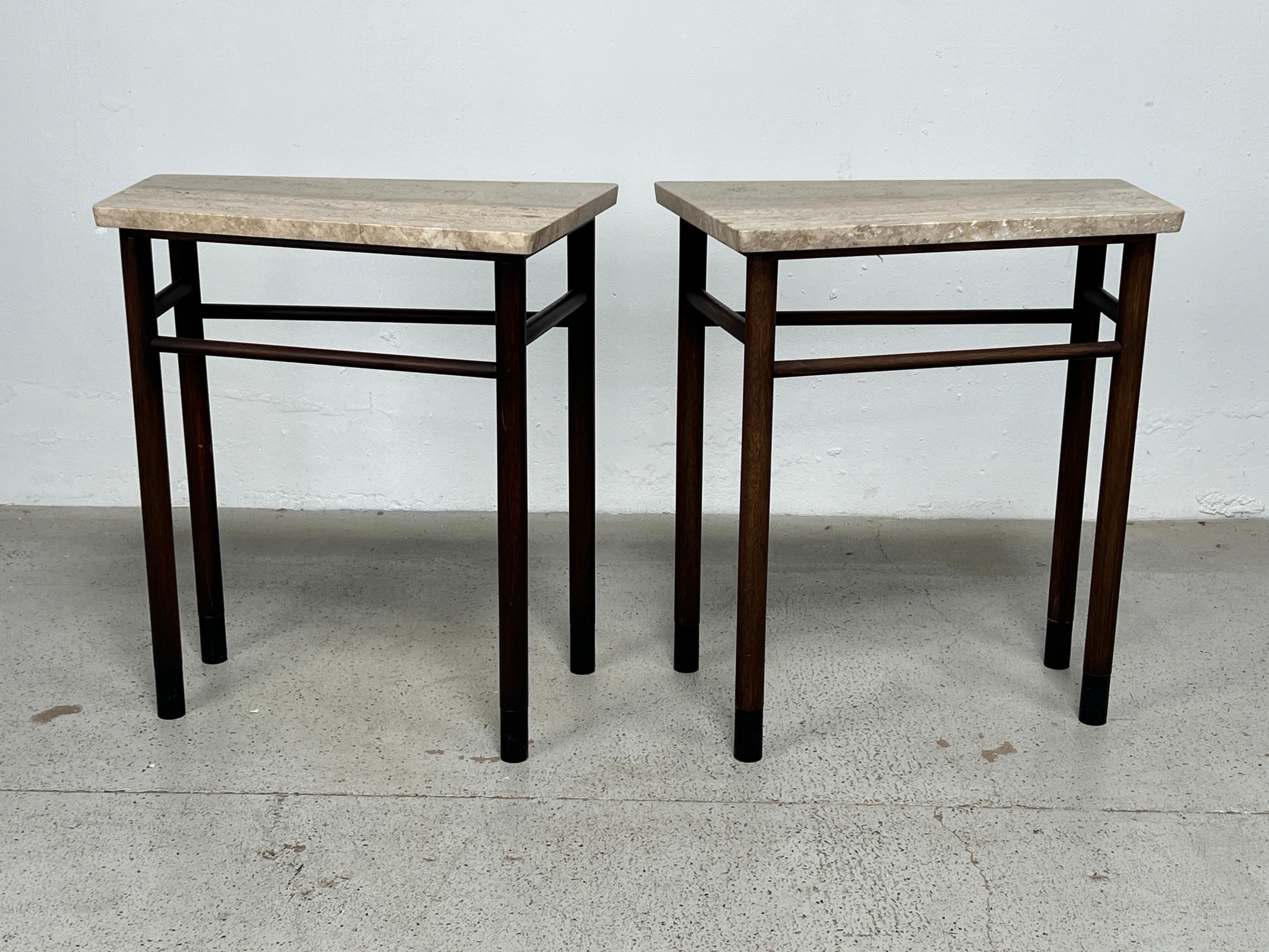 Paire de grandes tables d'appoint en travertin par Edward Wormley pour Dunbar en vente 7
