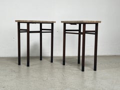 Pair of Tall Travertine End Tables by Edward Wormley for Dunbar