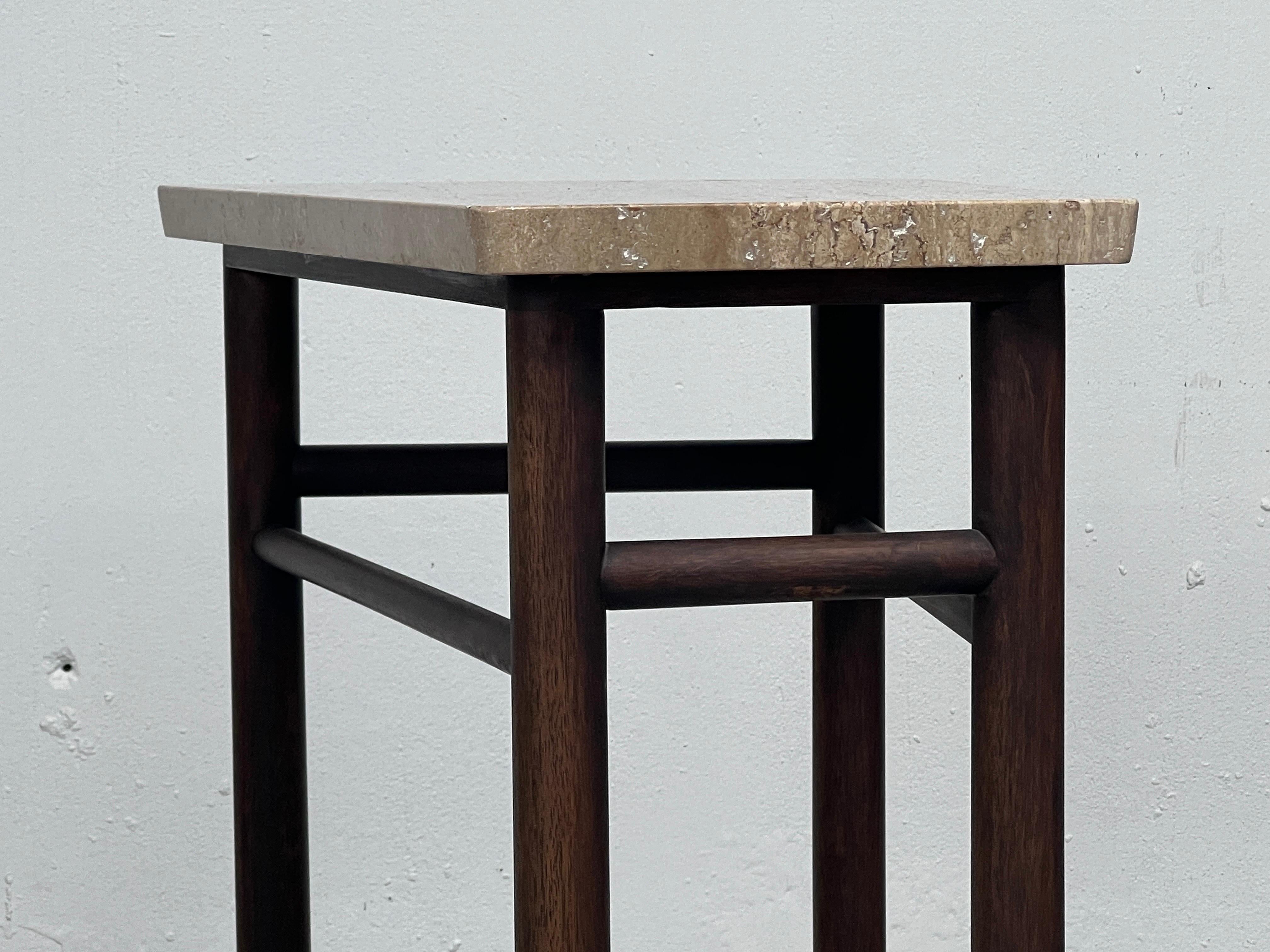 Paire de grandes tables d'appoint en travertin par Edward Wormley pour Dunbar en vente 4