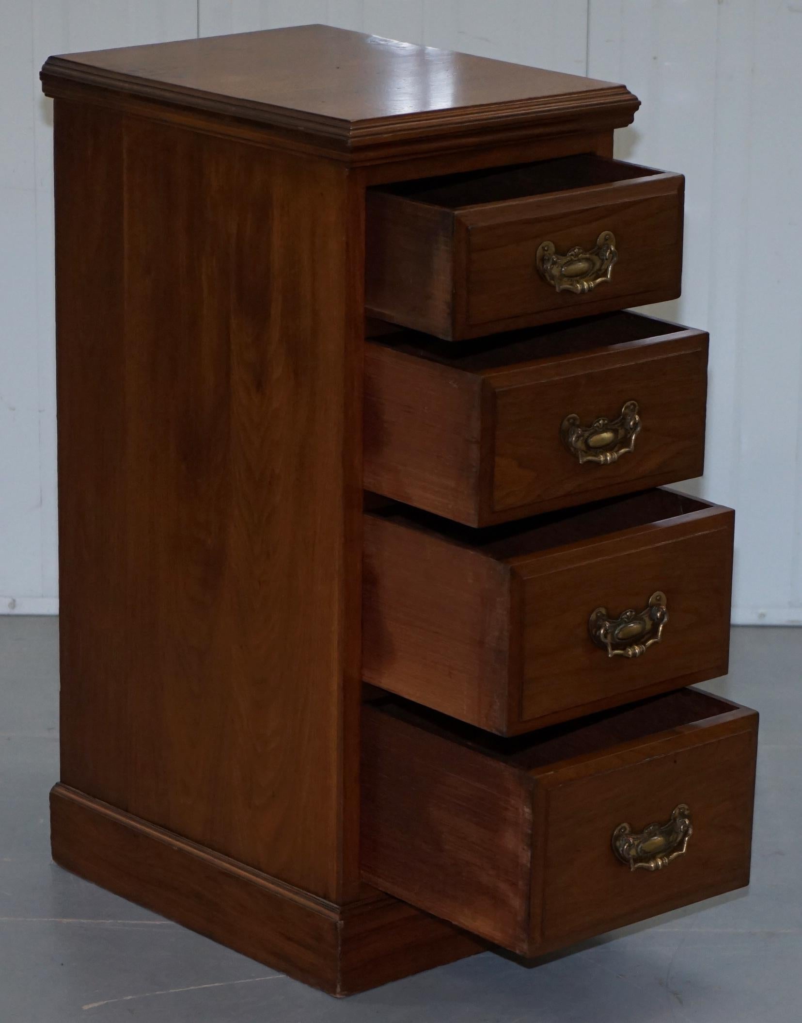 Pair of Tall Victorian Walnut Chest of Drawers, Lamp Wine Occasional End Tables For Sale 9
