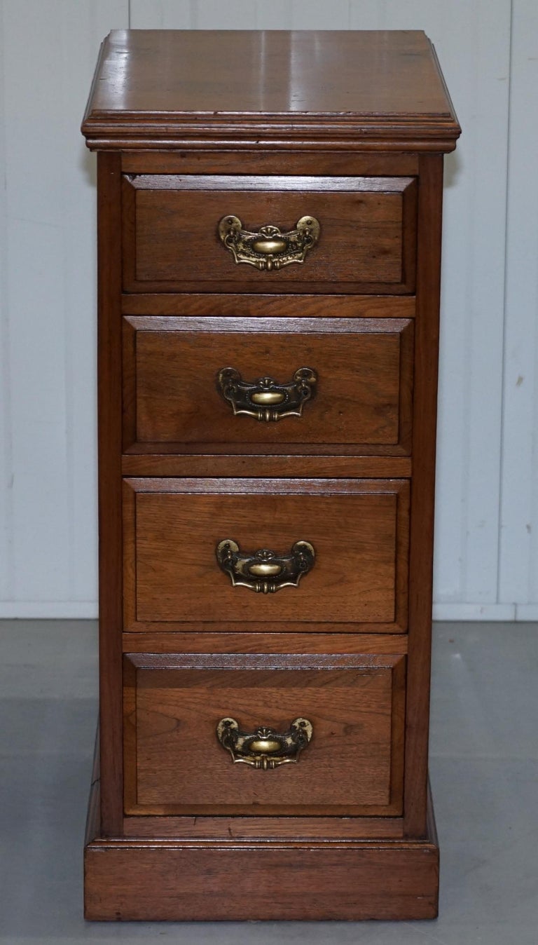 Pair of Tall Victorian Walnut Chest of Drawers, Lamp Wine Occasional