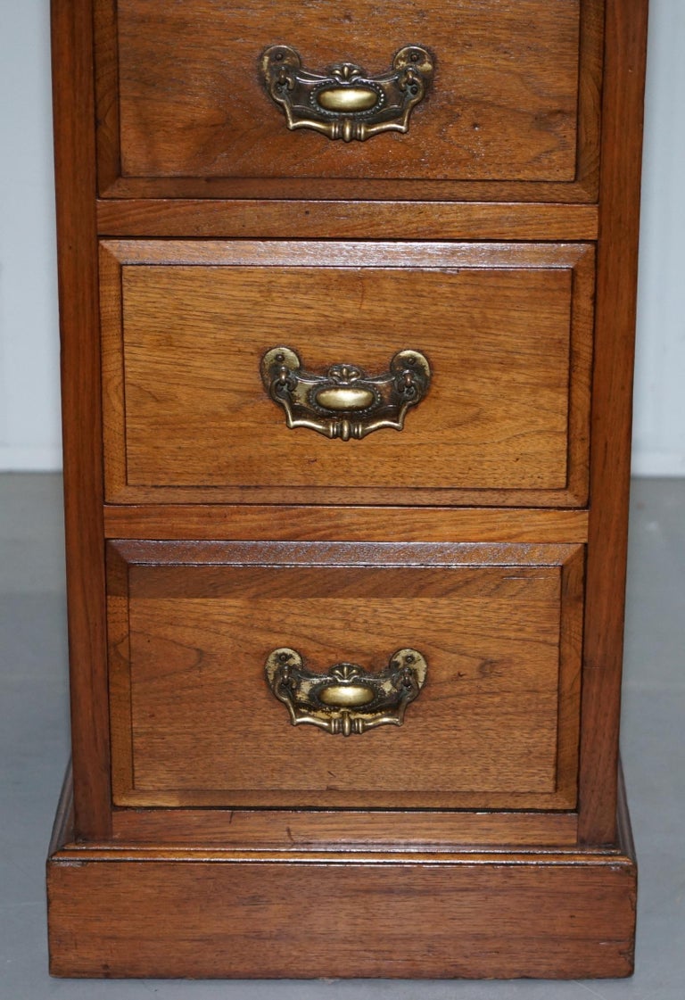 Pair of Tall Victorian Walnut Chest of Drawers, Lamp Wine Occasional End Tables In Good Condition For Sale In , Pulborough
