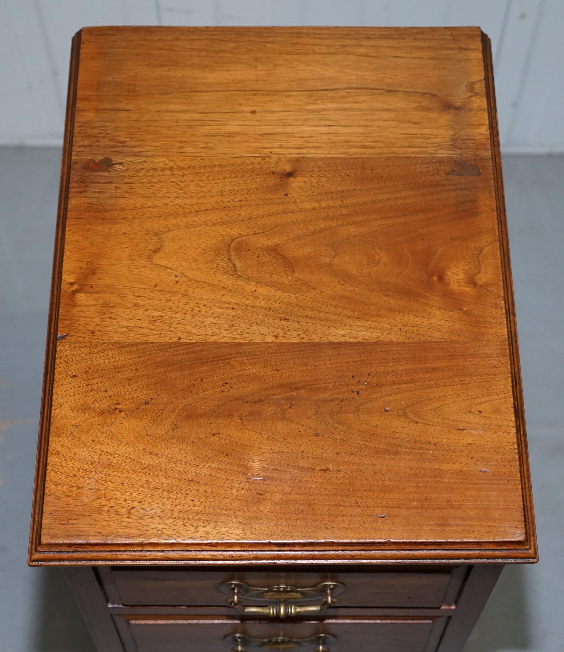 English Pair of Tall Victorian Walnut Chest of Drawers, Lamp Wine Occasional End Tables For Sale