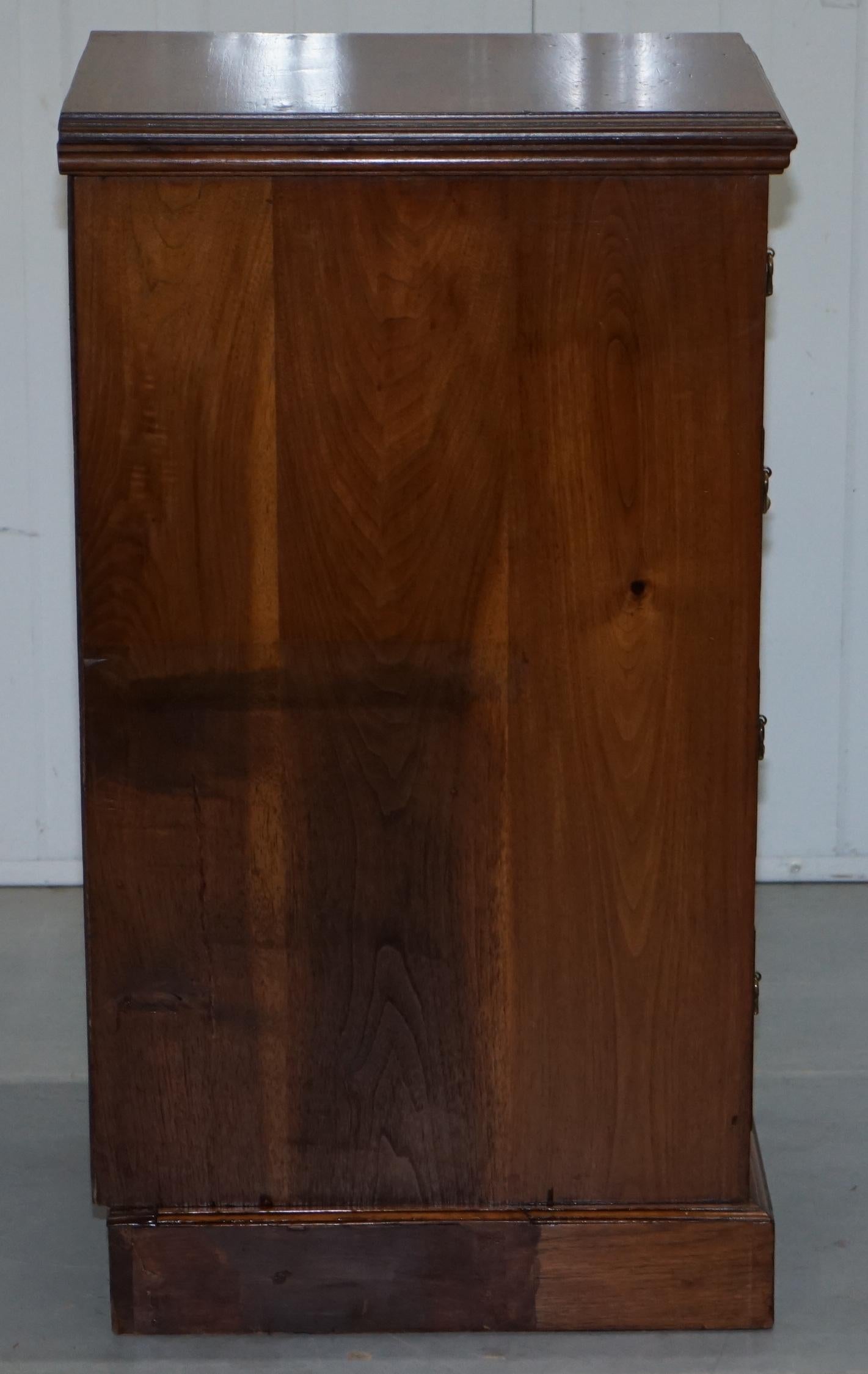 Hand-Crafted Pair of Tall Victorian Walnut Chest of Drawers, Lamp Wine Occasional End Tables For Sale