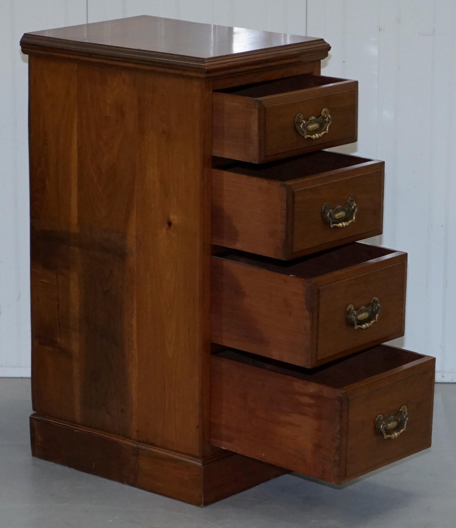 Pair of Tall Victorian Walnut Chest of Drawers, Lamp Wine Occasional End Tables For Sale 1