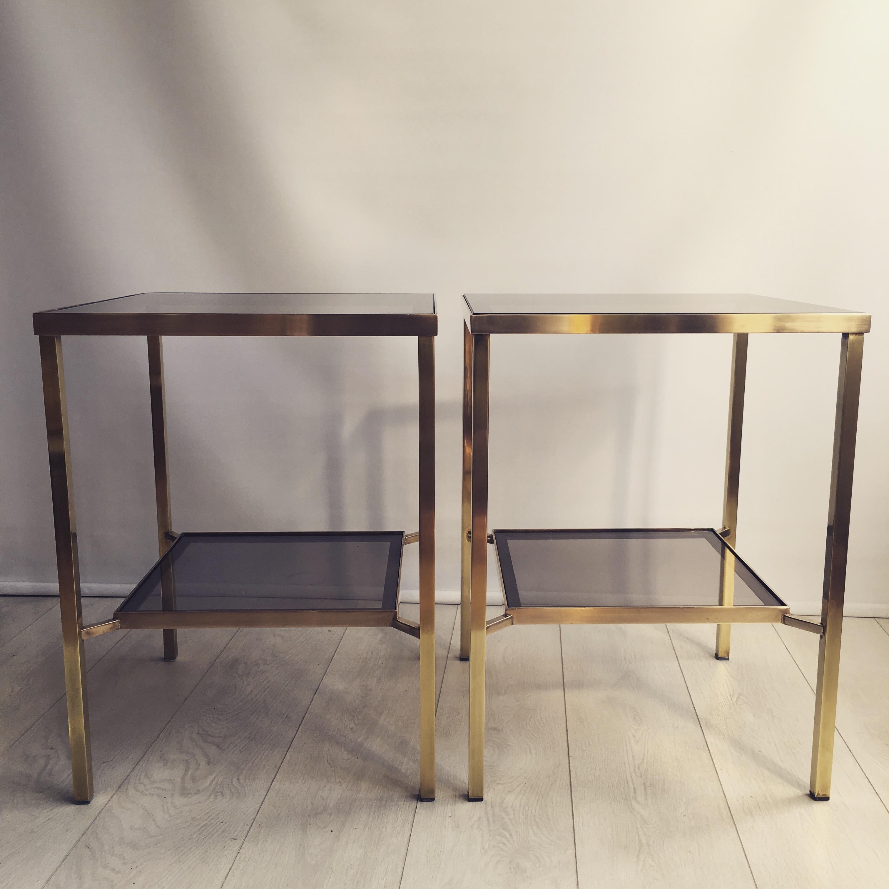 Pair of Tall Vintage Brass Side Tables 2