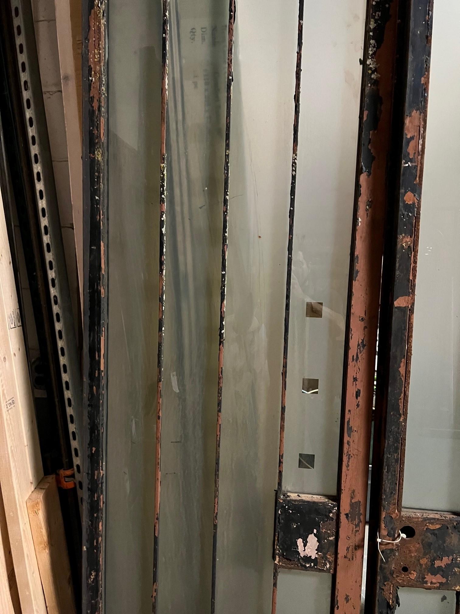 Pair of Tall Vintage Iron Doors with Frosted Glass  For Sale 1