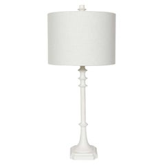 Pair of Tall White Gesso Table Lamps with Shades