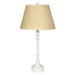 Pair of Tall White Gesso Table Lamps with Shades