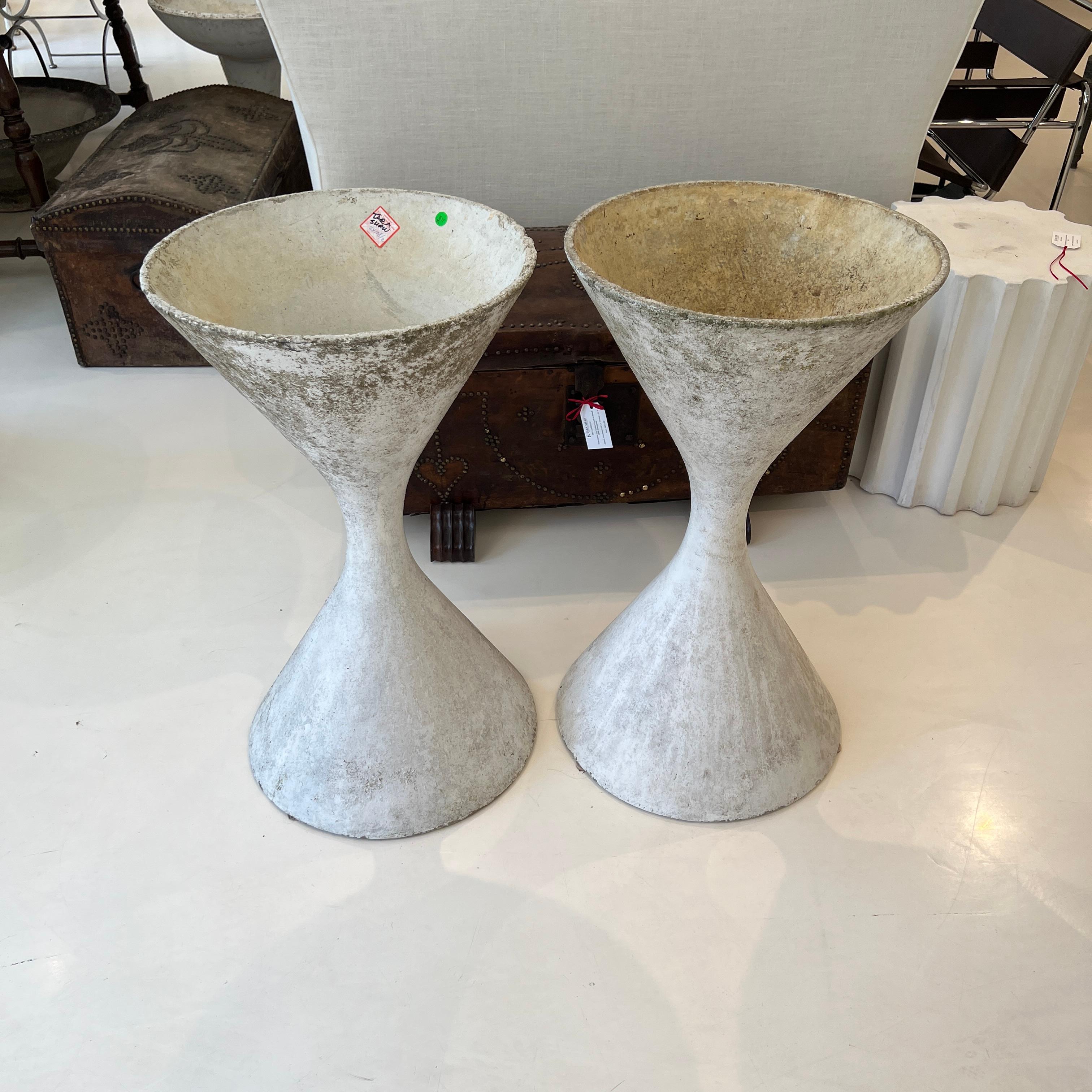 Mid-Century Modern  Tall Willy Guhl White Jardinieres (Two Available) For Sale