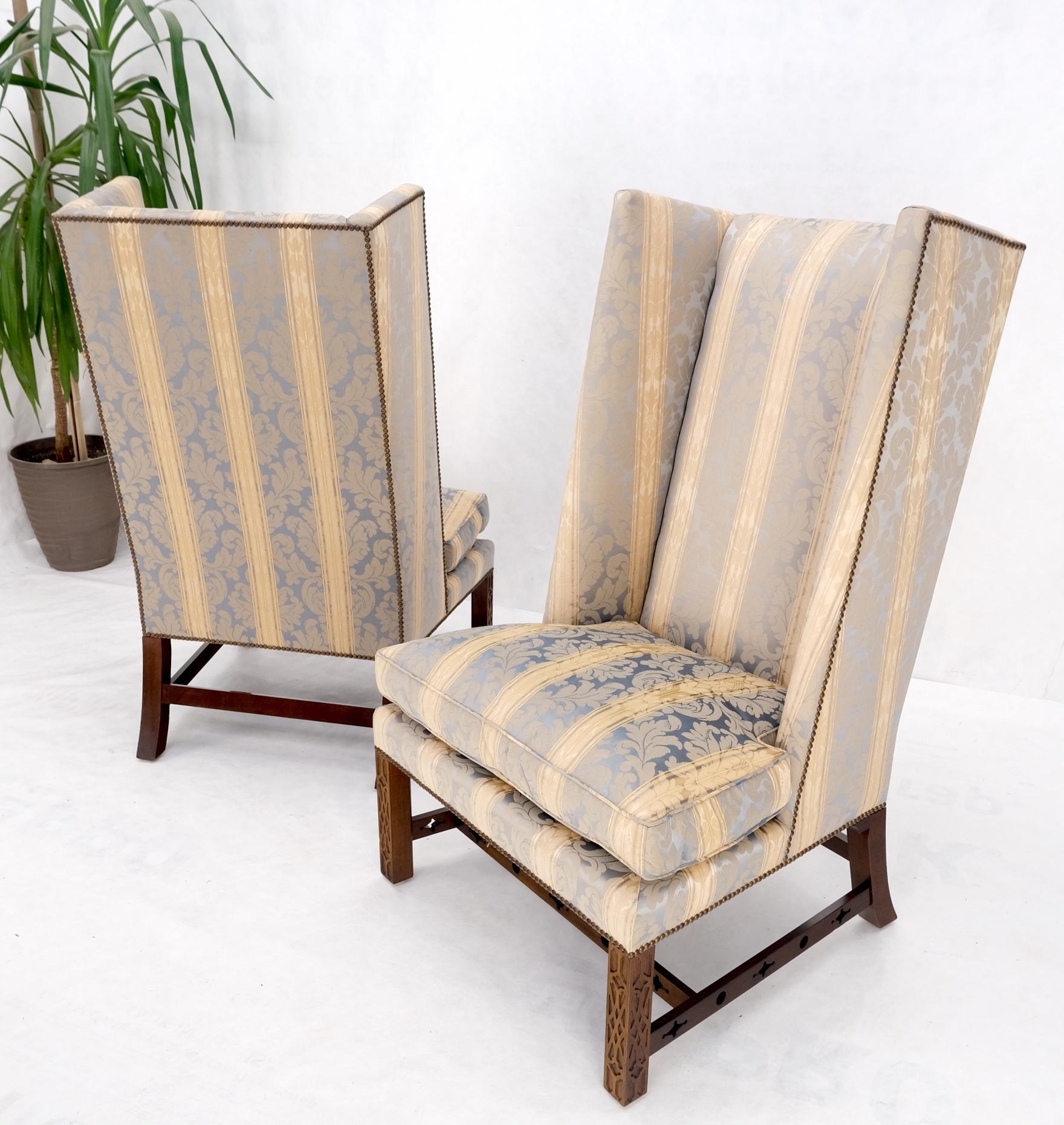 Pair of Tall Wing Back Upholstered Lounge Chairs by Baker MINT! 7