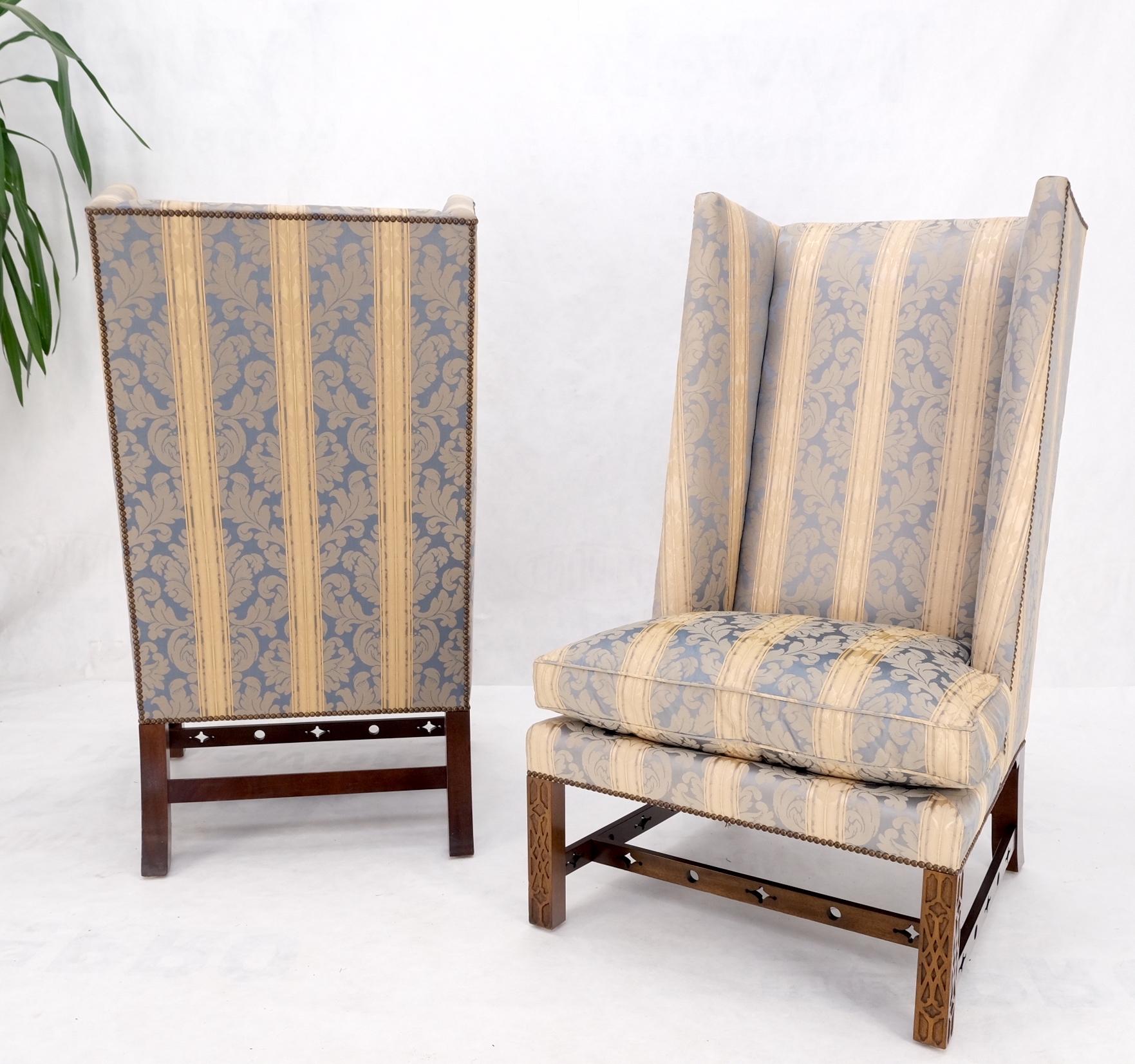 Pair of Tall Wing Back Upholstered Lounge Chairs by Baker MINT! 8