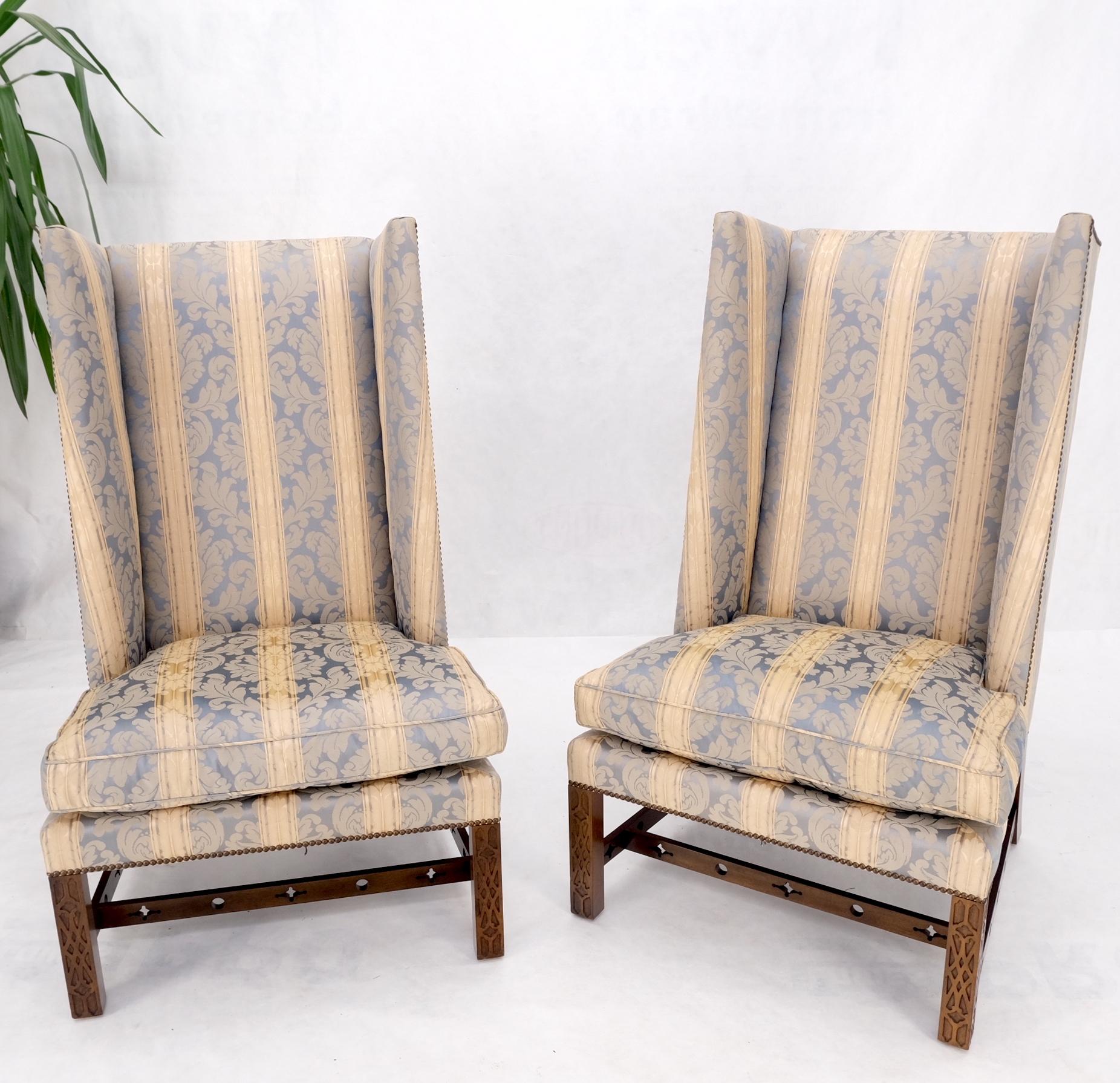 Pair of Tall Wing Back Upholstered Lounge Chairs by Baker MINT! 9