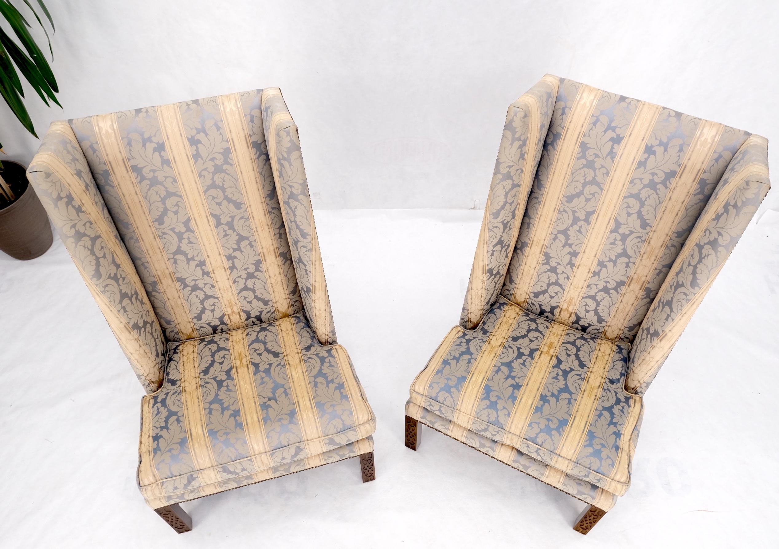 Pair of Tall Wing Back Upholstered Lounge Chairs by Baker MINT! 10