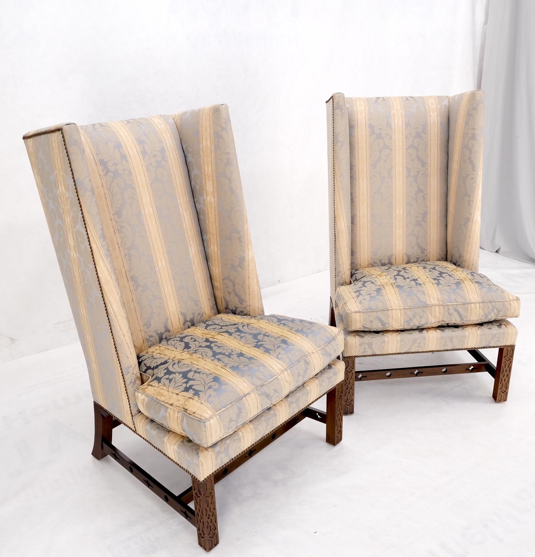 Pair of Tall Wing Back Upholstered Lounge Chairs by Baker MINT! 11