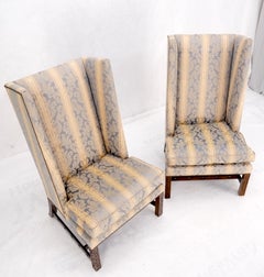 Pair of Tall Wing Back Upholstered Lounge Chairs by Baker MINT!