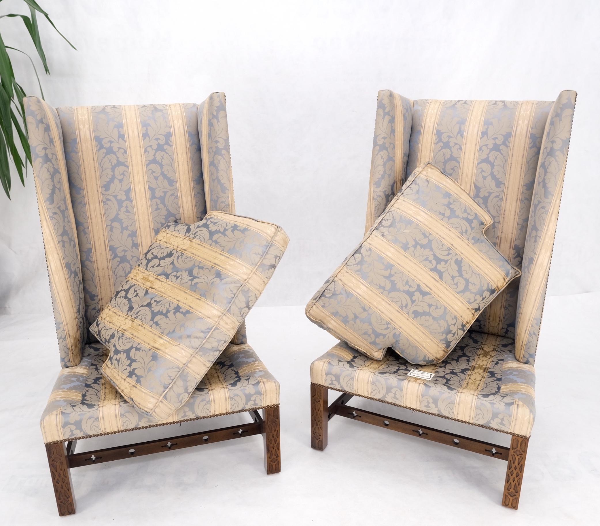 Pair of Tall Wing Back Upholstered Lounge Chairs by Baker MINT! 12