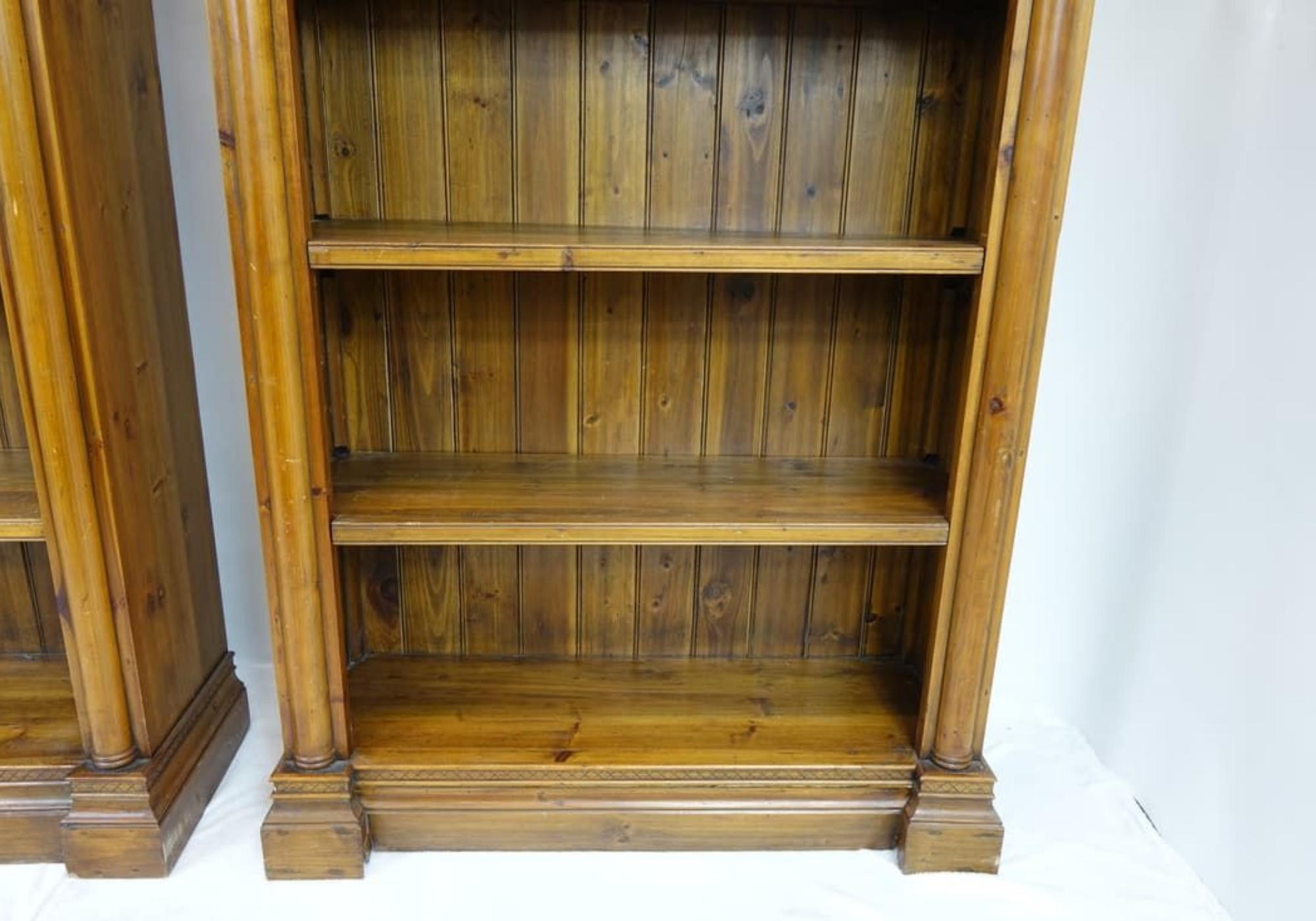 Pair of Tall Wooden Bookcases  For Sale 1
