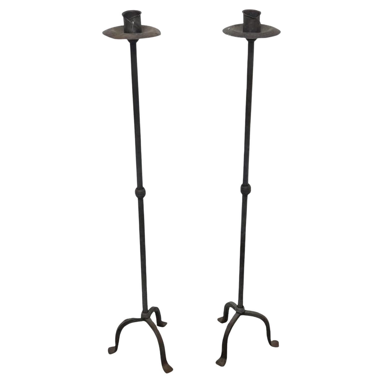 Pair of Tall  Wrought Iron Candler Holders