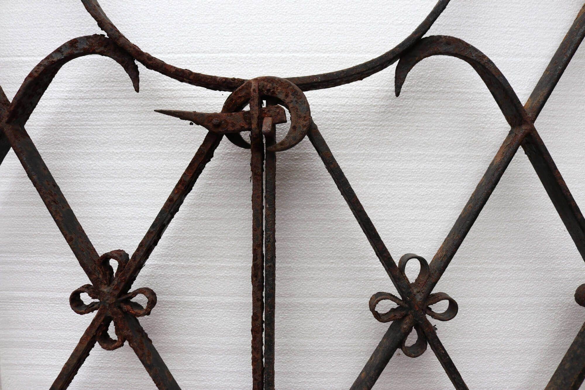 Victorian Pair of Tall Wrought Iron Gates with Unusual Design For Sale