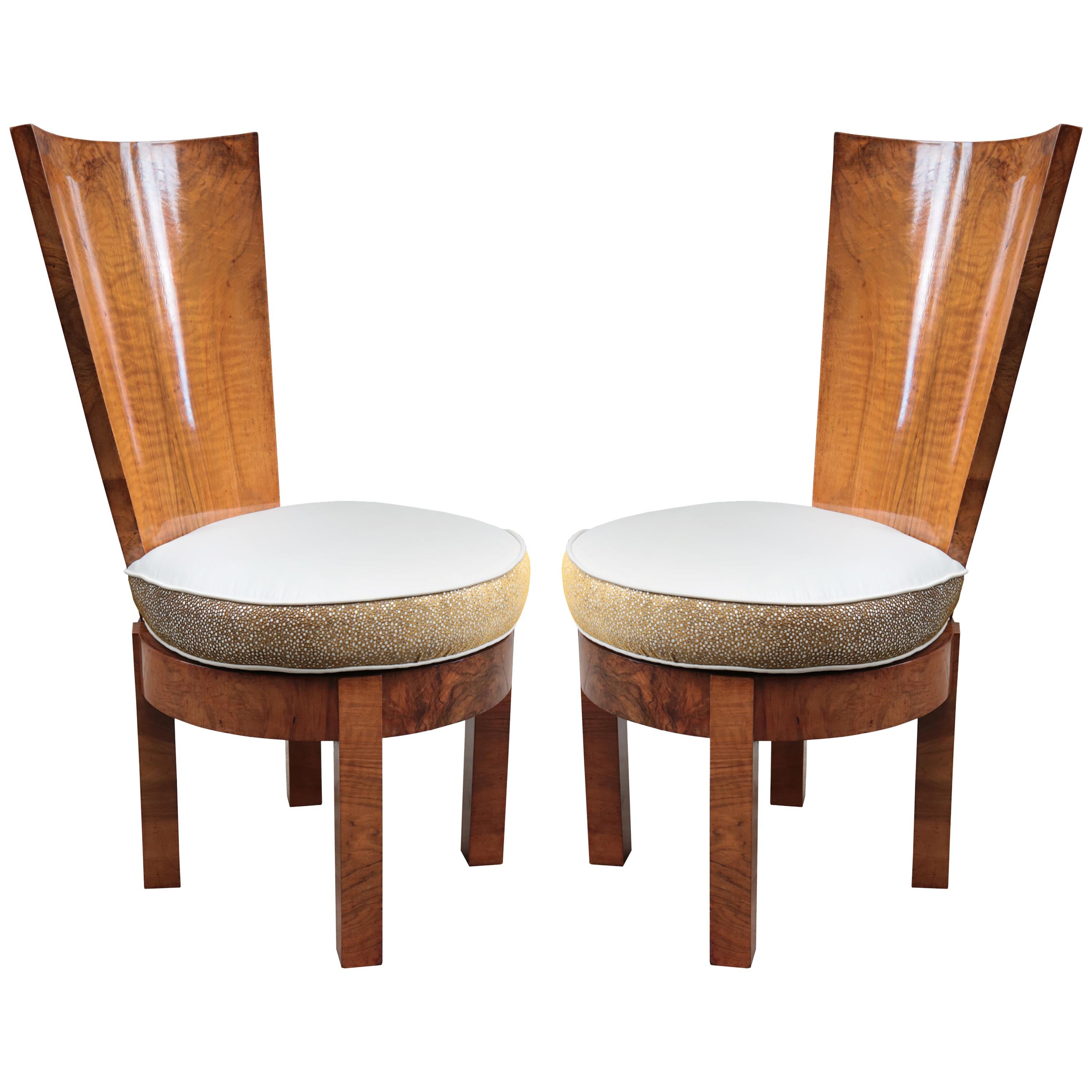 Pair of Tallback Cubist Sidechairs For Sale