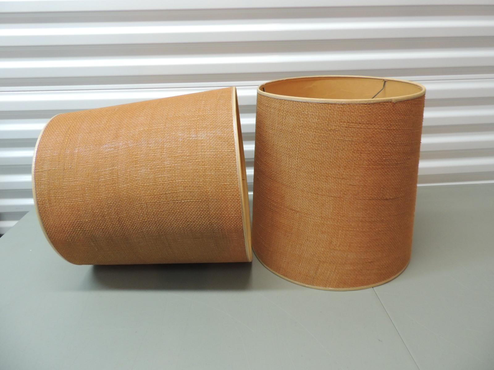 Pair of tan color vintage burlap lamp shades
Size: 13