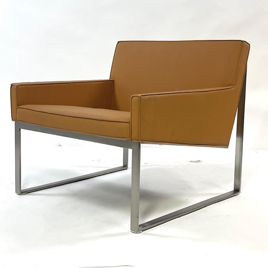 Tan Leather & Brushed Nickel Lounge Chairs by Fabien Baron -Bernhardt 4 Avail 1