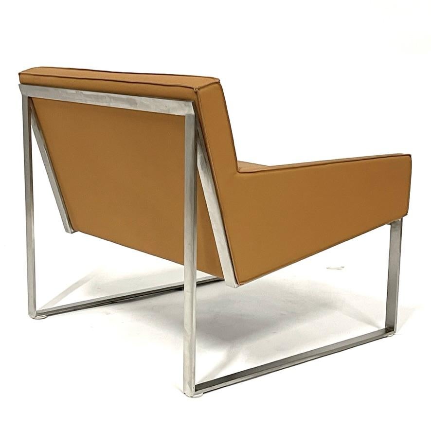 Tan Leather & Brushed Nickel Lounge Chairs by Fabien Baron -Bernhardt 4 Avail 2