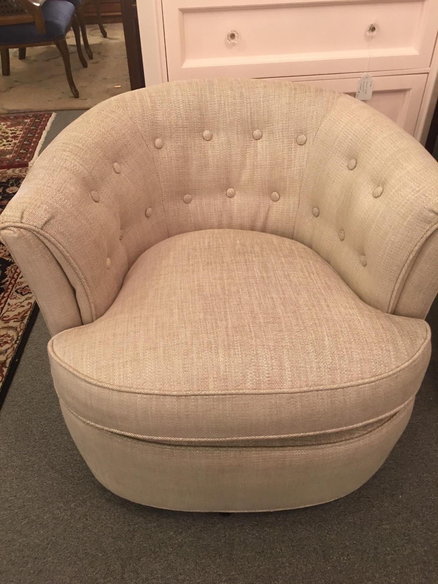 This vintage pair has been restored to a level of cool it probably never knew in that they are now versatile and suitable for this century with the new clean and cool upholstery. The fabric is a very heavy backed linen, not akin to its flimsy