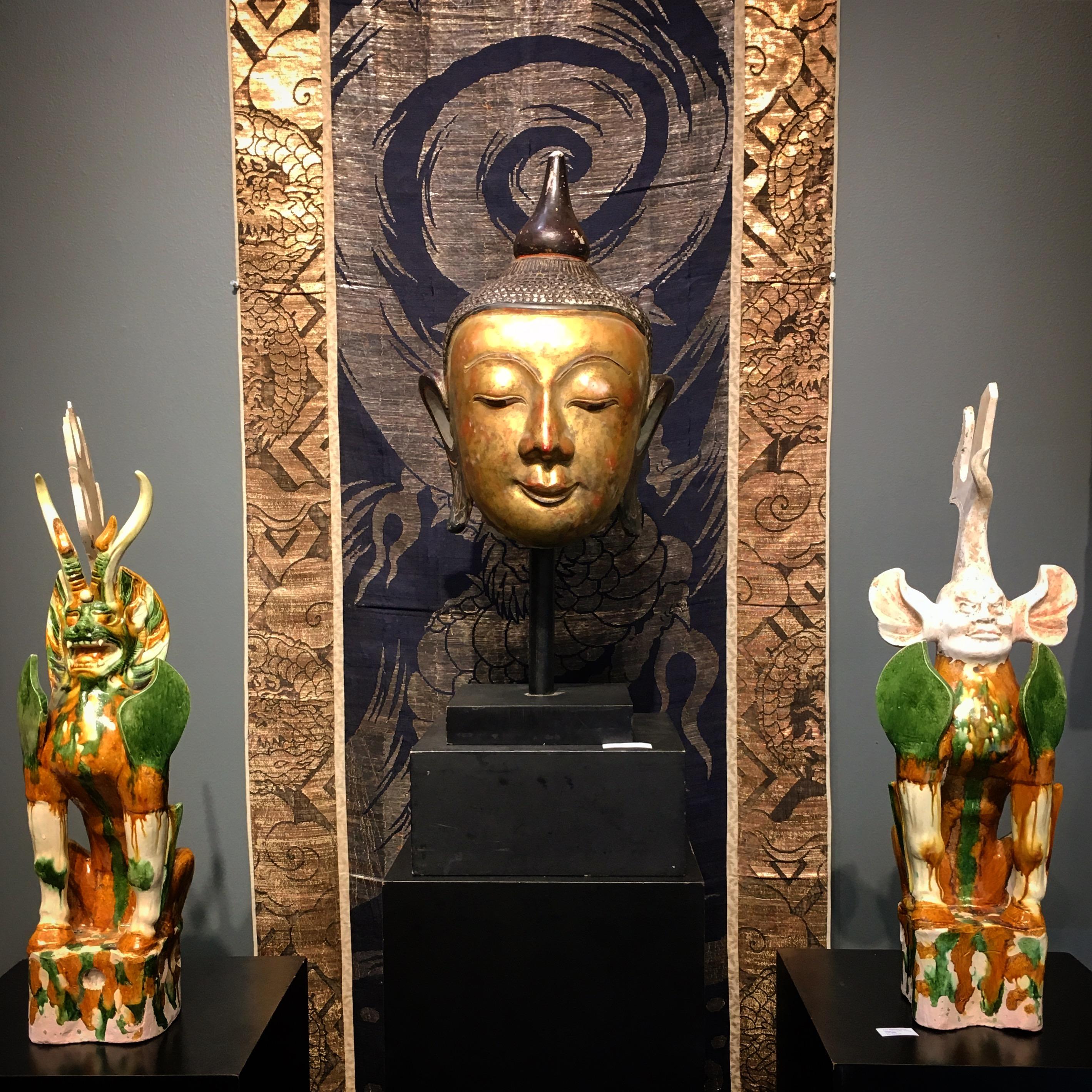 Pair of Tang Dynasty Sancai Glazed Tomb Guardians, Zhenmushou, 7th-8th Century For Sale 5